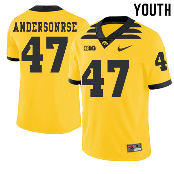 2019 Youth #47 Nick Andersonrse Iowa Hawkeyes College Football Alternate Jerseys Sale-Gold - Click Image to Close